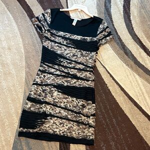 Diane Von Furstenberg Black and Pink Mini Dress